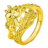 Vietnam Alluvial Gold Dragon Phoenix Couples Wedding Rings Adjustable Jewelry Wholesale
