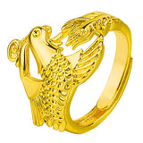 Vietnam Alluvial Gold Dragon Phoenix Couples Wedding Rings Adjustable Jewelry Wholesale