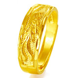 Vietnam Alluvial Gold Dragon Phoenix Couples Wedding Rings Adjustable Jewelry Wholesale