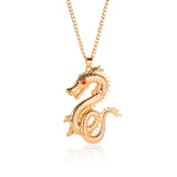 New Fashion Red Eye Golden Dragon Necklaces Men Jewelry Long Necklace For Women Collier Femme Chain Neckalces Female Men Gifts