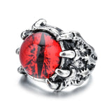 Punk Vintage Men Retro Dragon Claw Evil Eyes Rings Devil Eyeball Snake Animal Male Crystal Finger Ring Jewelry Halloween Gifts