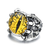Punk Vintage Men Retro Dragon Claw Evil Eyes Rings Devil Eyeball Snake Animal Male Crystal Finger Ring Jewelry Halloween Gifts