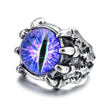 Punk Vintage Men Retro Dragon Claw Evil Eyes Rings Devil Eyeball Snake Animal Male Crystal Finger Ring Jewelry Halloween Gifts