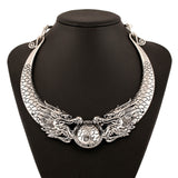 LZHLQ Bohemian Ethnic Necklace Statement Women 2020 Hot Gypsy Vintage Double Dragons Choker Collar Tribe Jewelry Collier
