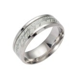 Luminous Plated silver Ring Dark Golden Dragon Inlay Green Background Fashion Men Fluorescent Glowing Rings