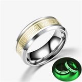 Luminous Plated silver Ring Dark Golden Dragon Inlay Green Background Fashion Men Fluorescent Glowing Rings
