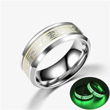 Luminous Plated silver Ring Dark Golden Dragon Inlay Green Background Fashion Men Fluorescent Glowing Rings