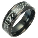 Luminous Plated silver Ring Dark Golden Dragon Inlay Green Background Fashion Men Fluorescent Glowing Rings