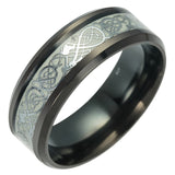 Luminous Plated silver Ring Dark Golden Dragon Inlay Green Background Fashion Men Fluorescent Glowing Rings