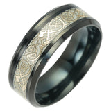 Luminous Plated silver Ring Dark Golden Dragon Inlay Green Background Fashion Men Fluorescent Glowing Rings