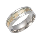 Luminous Plated silver Ring Dark Golden Dragon Inlay Green Background Fashion Men Fluorescent Glowing Rings