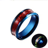 Luminous Plated silver Ring Dark Golden Dragon Inlay Green Background Fashion Men Fluorescent Glowing Rings