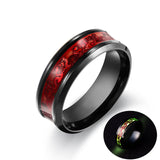 Luminous Plated silver Ring Dark Golden Dragon Inlay Green Background Fashion Men Fluorescent Glowing Rings