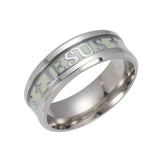 Luminous Plated silver Ring Dark Golden Dragon Inlay Green Background Fashion Men Fluorescent Glowing Rings