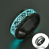 Luminous Plated silver Ring Dark Golden Dragon Inlay Green Background Fashion Men Fluorescent Glowing Rings