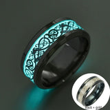 Luminous Plated silver Ring Dark Golden Dragon Inlay Green Background Fashion Men Fluorescent Glowing Rings