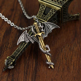 Personality Pendants&Necklace Pterosaur Sword Punk Dragon Necklaces Long Link Chain Colar Vintage Accessories Collier