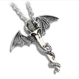 Personality Pendants&Necklace Pterosaur Sword Punk Dragon Necklaces Long Link Chain Colar Vintage Accessories Collier