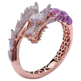 Unique Style Female Dragon Animal Ring 18KT Rose Gold Engagement Ring Vintage Wedding Band Skull Rings For Women