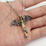 Men Necklace Sword Dragon Personality Jewelry Metal Pendants Necklaces link chain necklace collier 50cm
