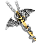 Men Necklace Sword Dragon Personality Jewelry Metal Pendants Necklaces link chain necklace collier 50cm