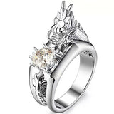Unique Style Female Dragon Animal Ring 18KT Rose Gold Engagement Ring Vintage Wedding Band Skull Rings For Women