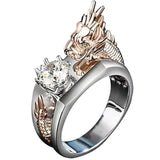 Unique Style Female Dragon Animal Ring 18KT Rose Gold Engagement Ring Vintage Wedding Band Skull Rings For Women