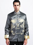 Navy blue Traditional Chinese Men's Kung-Fu Embroider Dragon Jacket Coat M L XL XXL XXXL Free Shipping M1015