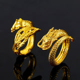 Vietnam Alluvial Gold Dragon Phoenix Couples Wedding Rings Adjustable Jewelry Wholesale