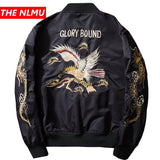 Winter Thick Black Bomber Jacket Men Embroidery Dragon Jackets and Coats Harajuku Streetwear Mens Hip Hop Baseball Jacket WE337