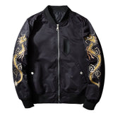 Winter Thick Black Bomber Jacket Men Embroidery Dragon Jackets and Coats Harajuku Streetwear Mens Hip Hop Baseball Jacket WE337